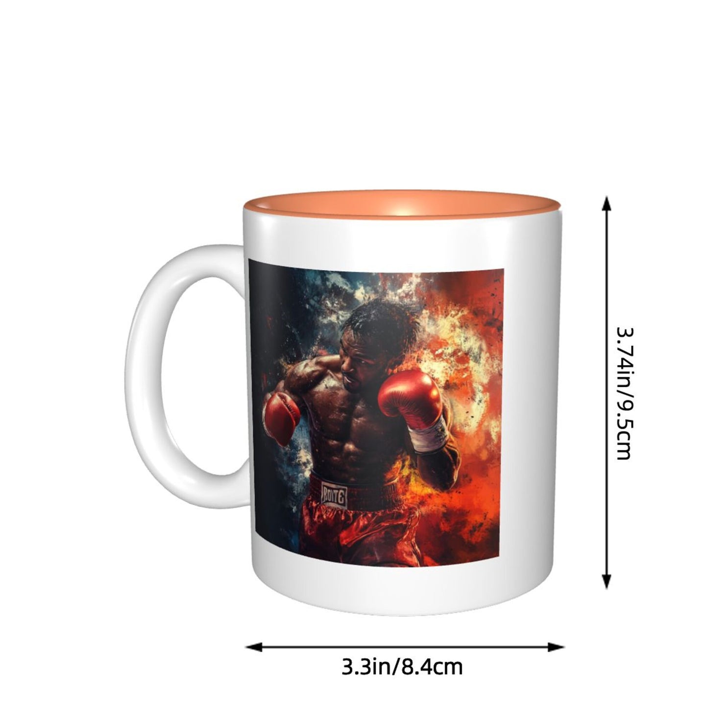Boxing Hero Mug – Double-Sided Ceramic Cup with Fire & Power Theme (11oz)