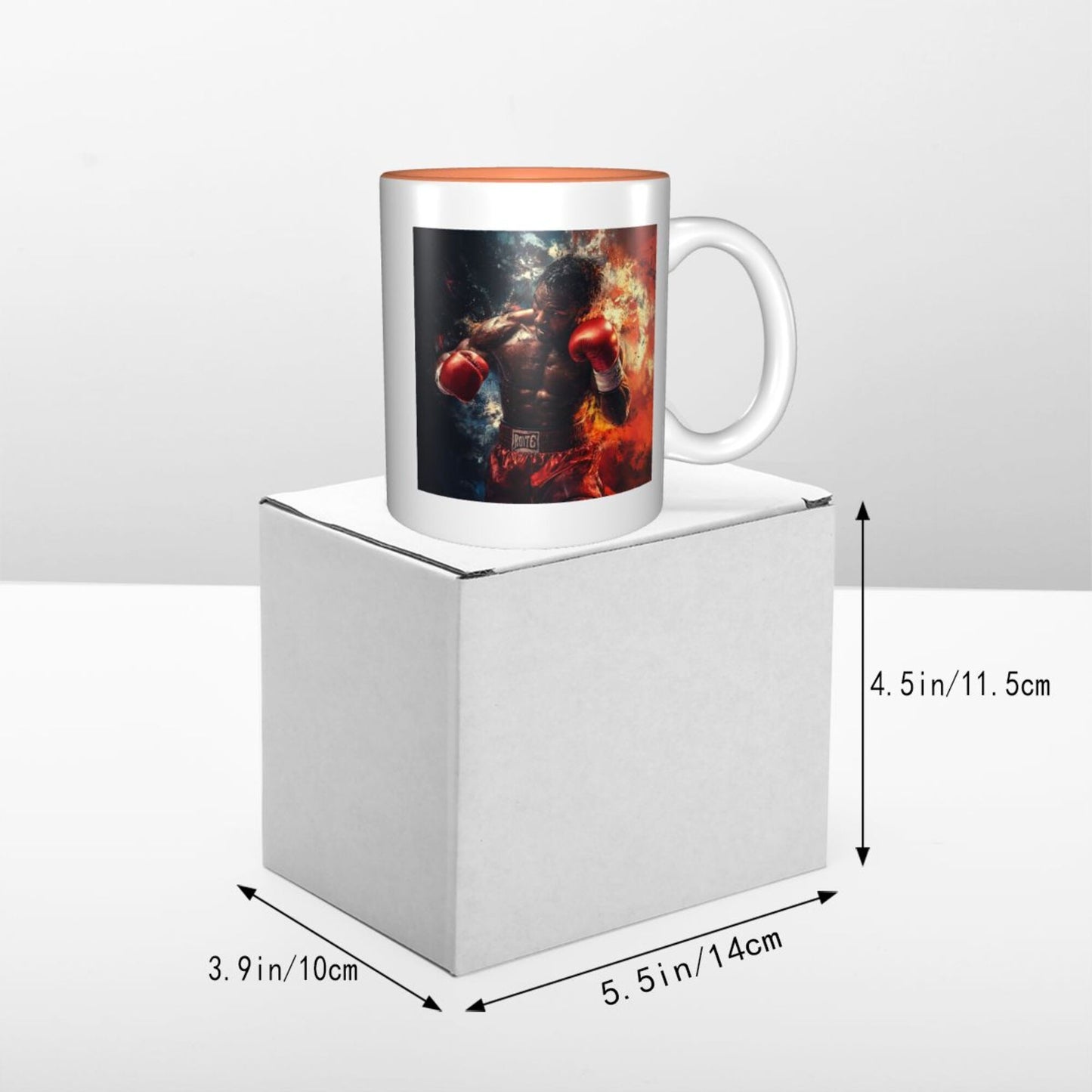 Boxing Hero Mug – Double-Sided Ceramic Cup with Fire & Power Theme (11oz)
