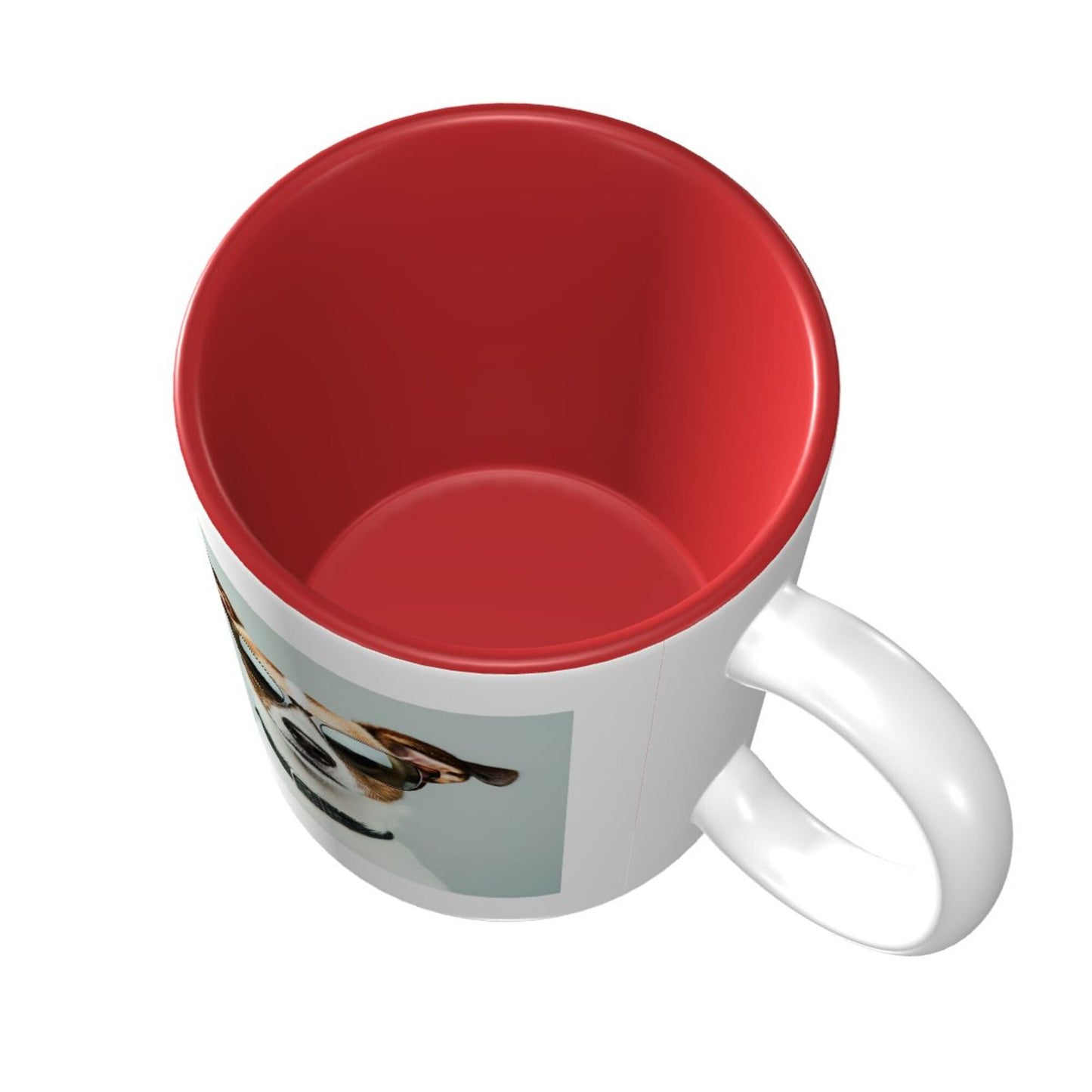 Cool Dog in Shades Double-Sided Ceramic Mug – Red Interior (11oz)