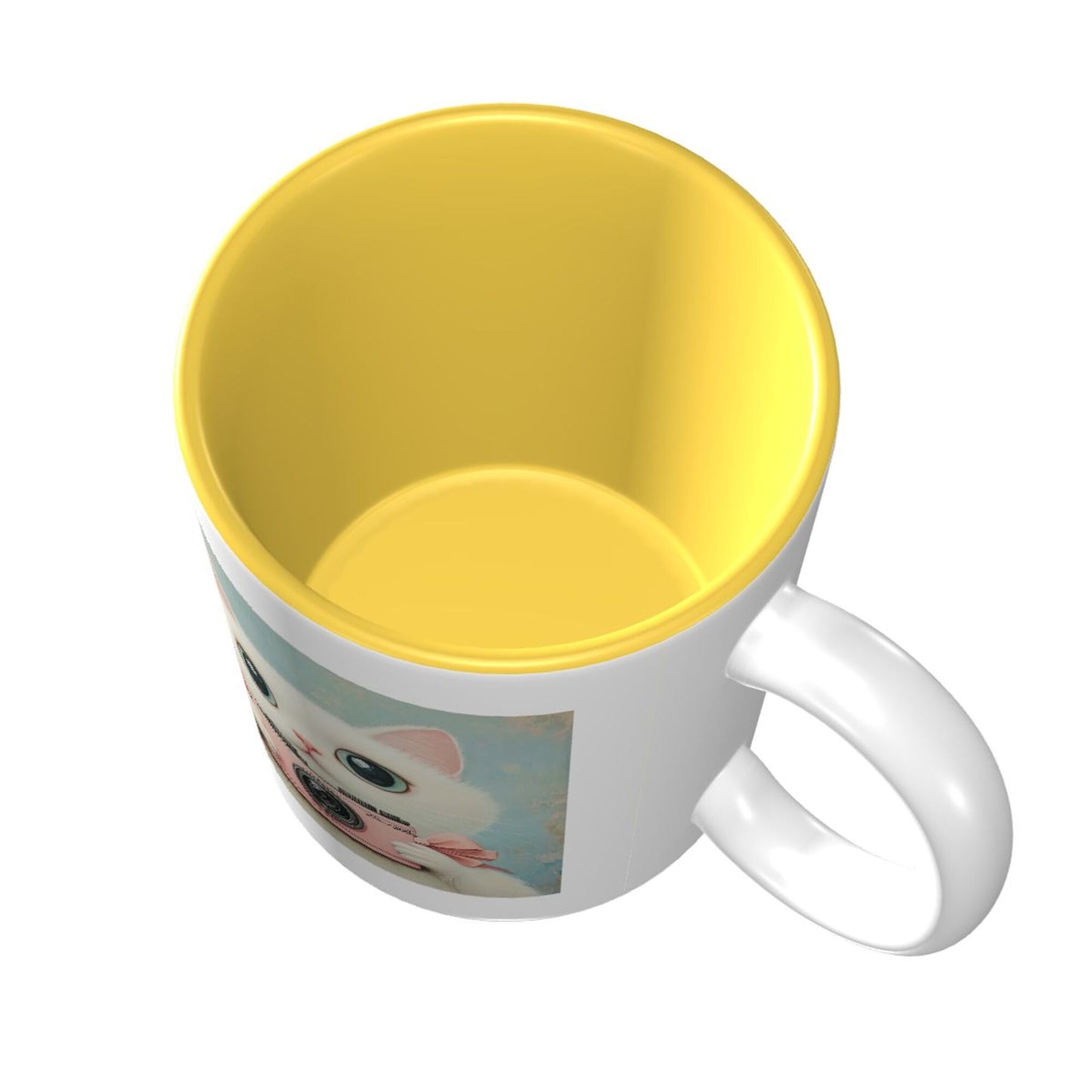 Cute Cat with Camera Double-Sided Ceramic Mug – Kawaii Gift Mug, 11oz