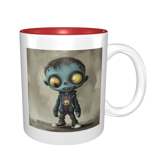 Creepy-Cute Zombie Mug – 11oz Double-Sided Ceramic Cup with Red Interior