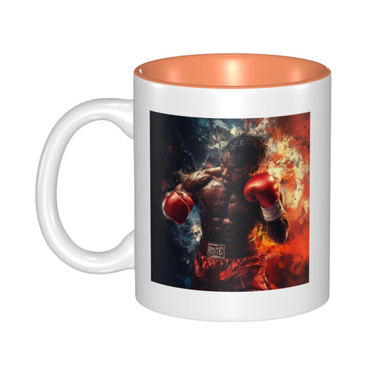 Boxing Hero Mug – Double-Sided Ceramic Cup with Fire & Power Theme (11oz)